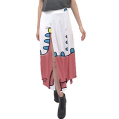 Dinosaur Dragon Drawing Cute Velour Split Maxi Skirt by Ndabl3x