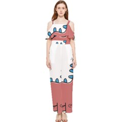 Dinosaur Dragon Drawing Cute Draped Sleeveless Chiffon Jumpsuit by Ndabl3x