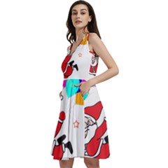 Nicholas Santa Claus Balloons Stars Sleeveless V-neck Skater Dress With Pockets by Ndabl3x