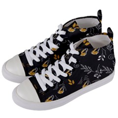 Leaves Coffee Digital Paper Cup Women s Mid-top Canvas Sneakers by Grandong
