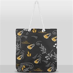 Leaves Coffee Digital Paper Cup Full Print Rope Handle Tote (large) by Grandong