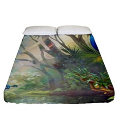 Peafowl Peacock Bird Birds Painting Art Wildlife Fitted Sheet (california King Size) by Sarkoni