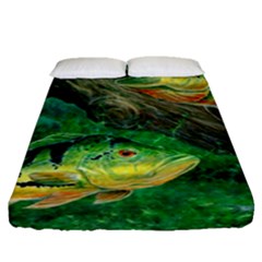 Peacock Bass Fishing Fitted Sheet (queen Size) by Sarkoni