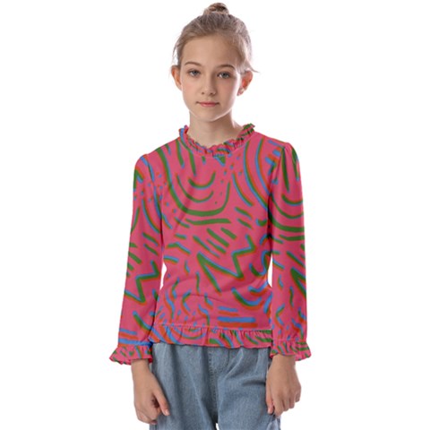 Pattern Saying Wavy Kids  Frill Detail T-shirt by Ndabl3x
