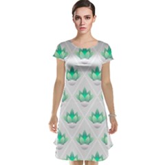 Plant Pattern Green Leaf Flora Cap Sleeve Nightdress by Sarkoni