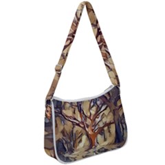 Tree Forest Woods Nature Landscape Zip Up Shoulder Bag by Sarkoni