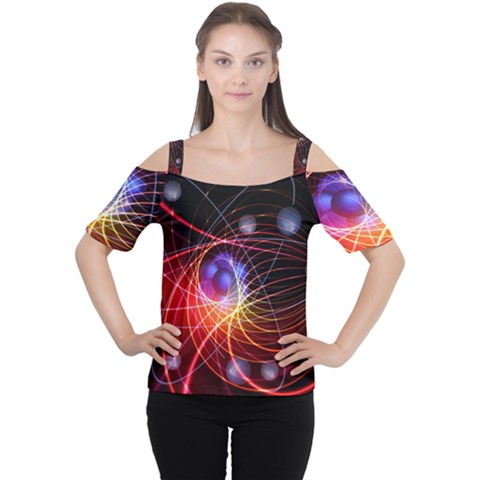 Physics Quantum Physics Particles Cutout Shoulder T-shirt by Sarkoni