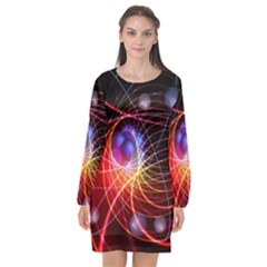 Physics Quantum Physics Particles Long Sleeve Chiffon Shift Dress  by Sarkoni