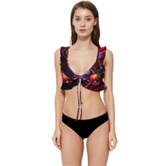 Physics Quantum Physics Particles Low Cut Ruffle Edge Bikini Top by Sarkoni