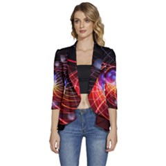 Physics Quantum Physics Particles Women s 3/4 Sleeve Ruffle Edge Open Front Jacket by Sarkoni