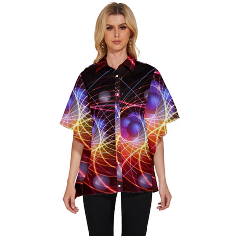 Physics Quantum Physics Particles Women s Batwing Button Up Shirt by Sarkoni