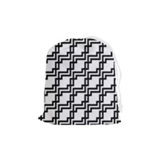 Pattern Monochrome Repeat Drawstring Pouch (medium) by Apen