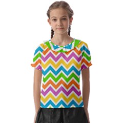 Chevron Pattern Design Texture Kids  Frill Chiffon Blouse by Apen