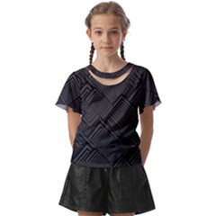 Diagonal Square Black Background Kids  Front Cut T-shirt by Apen