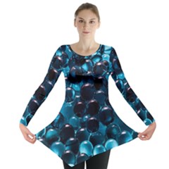 Blue Abstract Balls Spheres Long Sleeve Tunic  by Amaryn4rt