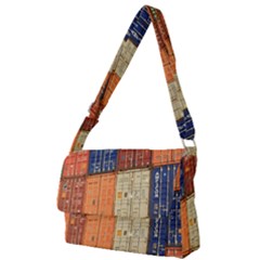Blue White Orange And Brown Container Van Full Print Messenger Bag (l) by Amaryn4rt