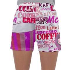 Coffee Cup Lettering Coffee Cup Sleepwear Shorts by Amaryn4rt