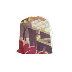 Animated Castle Illustration Adventure Time Cartoon Nature Drawstring Pouch (medium) by Sarkoni