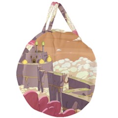 Animated Castle Illustration Adventure Time Cartoon Nature Giant Round Zipper Tote by Sarkoni