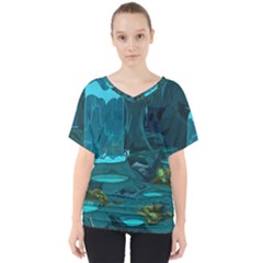 Waterfalls Wallpaper Adventure Time V-neck Dolman Drape Top by Sarkoni
