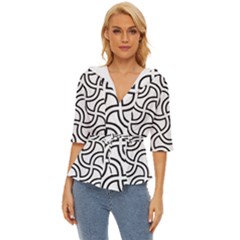 Pattern Monochrome Repeat Black And White Lightweight Drawstring Hooded Top by Pakjumat