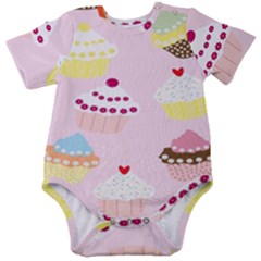 Cupcakes Wallpaper Paper Background Baby Short Sleeve Bodysuit by Apen