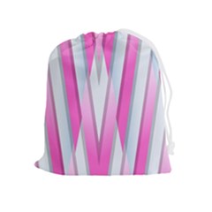 Geometric 3d Design Pattern Pink Drawstring Pouch (xl) by Apen