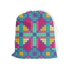 Checkerboard Squares Abstract Texture Patterns Drawstring Pouch (xl) by Apen