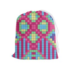 Checkerboard Squares Abstract Texture Pattern Drawstring Pouch (xl) by Apen
