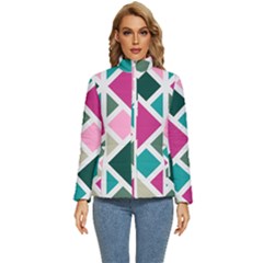 Pattern Geometric Decor Backdrop Women s Puffer Bubble Jacket Coat by Modalart