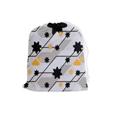 Flower Shape Abstract Pattern Drawstring Pouch (large) by Modalart