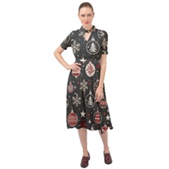 Christmas Decoration Winter Xmas Keyhole Neckline Chiffon Dress by Modalart