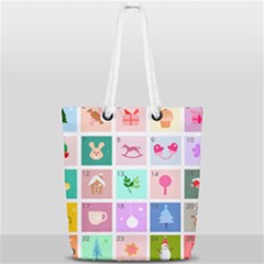 Christmas Wreath Advent Full Print Rope Handle Tote (small) by Modalart