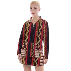 Textile Pattern Abstract Fabric Women s Long Sleeve Casual Dress by Modalart