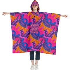 Purple Blue Abstract Pattern Women s Hooded Rain Ponchos by Bedest