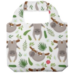 Seamless Pattern With Cute Sloths Foldable Grocery Recycle Bag by Ndabl3x