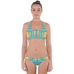 Checkerboard Squares Abstract Art Cross Back Hipster Bikini Set by Ravend