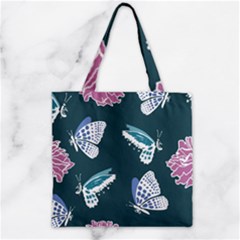Butterfly Pattern Dead Death Rose Zipper Grocery Tote Bag by Ravend