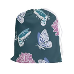 Butterfly Pattern Dead Death Rose Drawstring Pouch (2xl) by Ravend