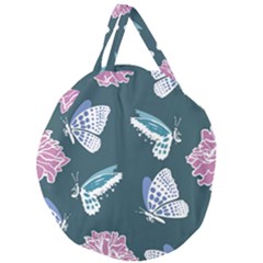 Butterfly Pattern Dead Death Rose Giant Round Zipper Tote by Ravend
