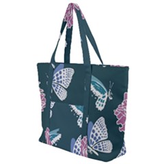 Butterfly Pattern Dead Death Rose Zip Up Canvas Bag by Ravend
