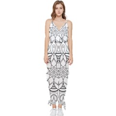Mandala Drawing Dyes Page Sleeveless Tie Ankle Chiffon Jumpsuit by Ravend