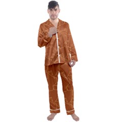 Autumn Leaves Repeat Pattern Men s Long Sleeve Satin Pajamas Set by Ravend