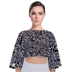 Flames Fire Pattern Digital Art Tie Back Butterfly Sleeve Chiffon Top by Ravend