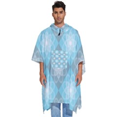 White Light Blue Gray Tile Men s Hooded Rain Ponchos by Ravend