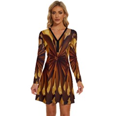 Light Star Lighting Lamp Long Sleeve Deep V Mini Dress  by Amaryn4rt