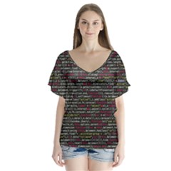 Full Frame Shot Of Abstract Pattern V-neck Flutter Sleeve Top by Amaryn4rt