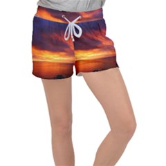 Sunset The Pacific Ocean Evening Women s Velour Lounge Shorts by Amaryn4rt