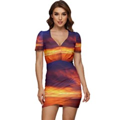 Sunset The Pacific Ocean Evening Low Cut Cap Sleeve Mini Dress by Amaryn4rt
