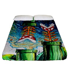 Cartoon Game Games Starry Night Doctor Who Van Gogh Parody Fitted Sheet (california King Size) by Modalart